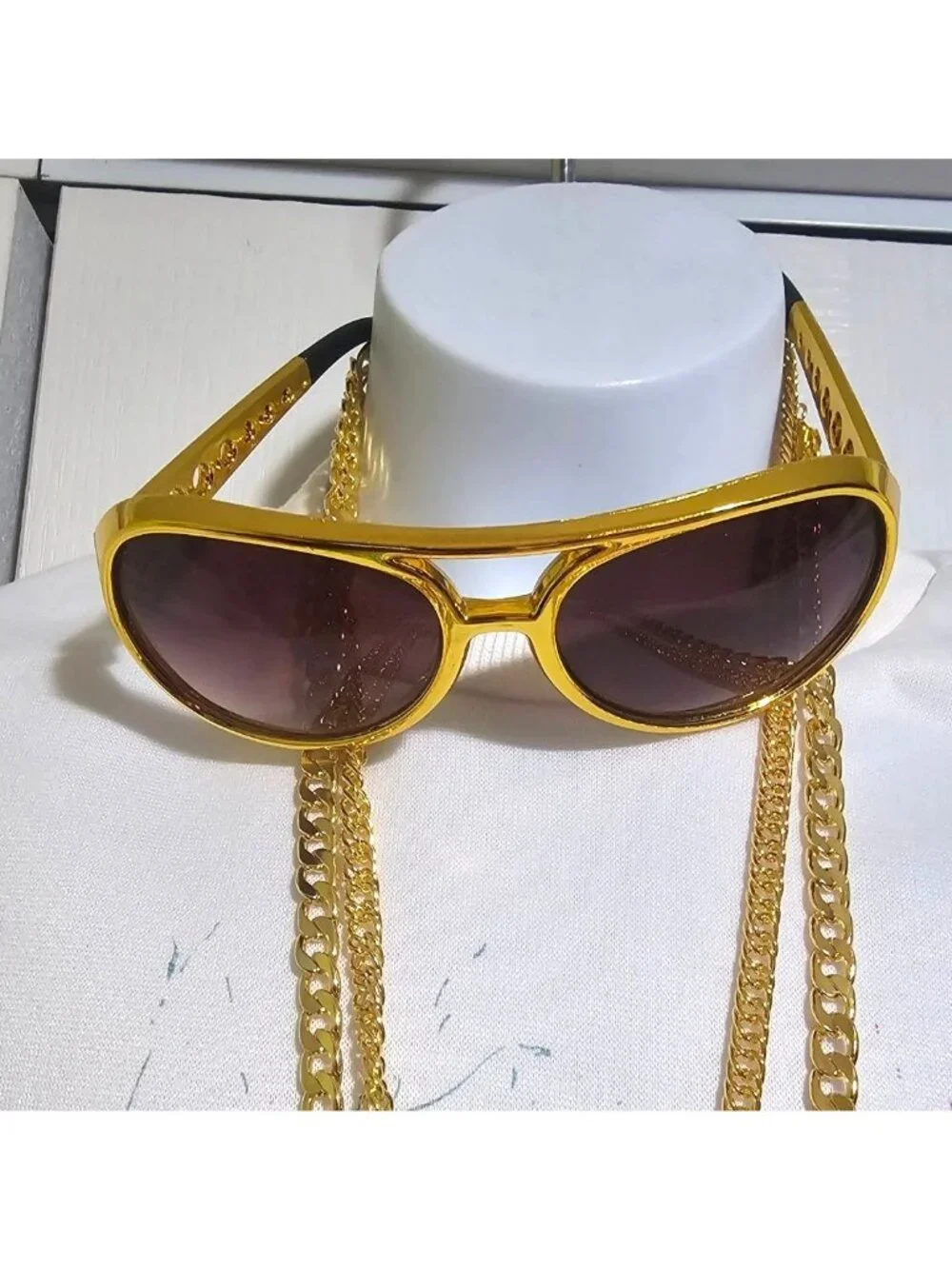 90s Hip Hop Costume Kids 10-12 Fresh Fly Old Skool Gold Chain Glasses Hat Set